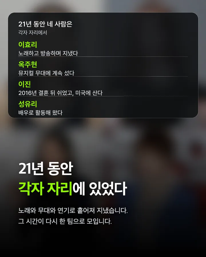 핑클, 21년 만의 완전체 활동 재개 카드 7