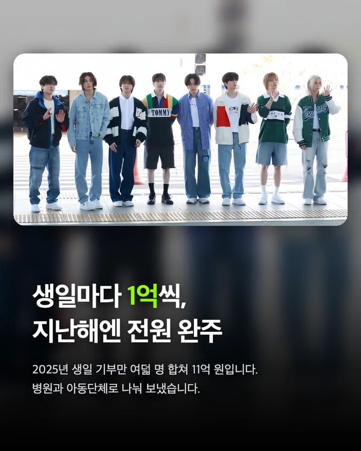 스트레이 키즈가 기부한 돈, 확인된 것만 35억 카드 5